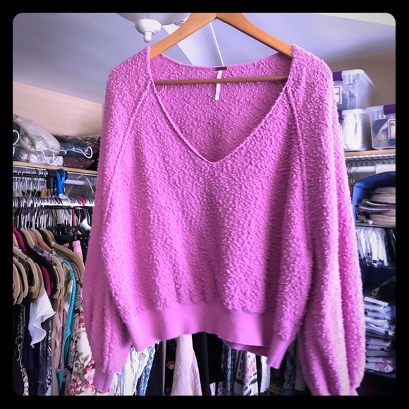 Free People Sweaters - FREE PEOPLE Pink Long Sleeve Slub Knit Sweater Med